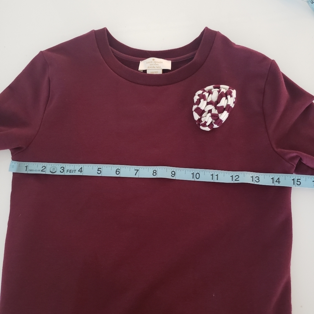Kate Spade kid girl burgundy stripe dress size 10 - Picture 3 of 8